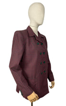 Load image into Gallery viewer, Original 1940's Red and Green Fine Check Double Breasted O'Rossen of California Wool Jacket - Bust 38 40