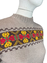 Load image into Gallery viewer, Reproduction 1950's Hand Knitted Fair Isle Long Sleeved Jumper in Pure Wool - Bust 36 38