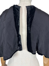 Load image into Gallery viewer, Original 1930's Inky Black Velvet Cape with Crepe Lining - Bust 34 36