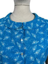 Load image into Gallery viewer, Original 1950's Blue and White Cotton Novelty Print Blouse with Paddle Steamer Boats - Bust 34 36 *