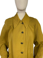 Load image into Gallery viewer, Original 1950's All Wool Gaberdine Dark Chartreuse Coat by Alligator - Bust 38