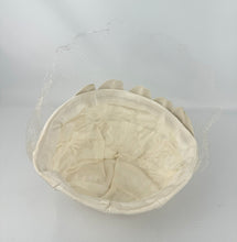 Load image into Gallery viewer, Original 1950's Ivory Fabric Petal Hat with Face Veil and Bow Trim *