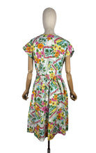 Load image into Gallery viewer, Reproduction 1940's Novelty Print Cotton Day Dress - Tropical Themed Print - Bust 37 *
