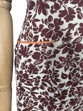Load image into Gallery viewer, Original 1940's CC41 Brown and White Cotton Apron in Floral Print - Bust 34 36