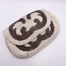 Load image into Gallery viewer, Original 1930's Heavily Beaded Evening Clutch Bag in Ivory and Silver - Pretty Vintage Purse *