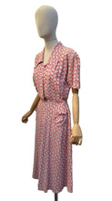 Load image into Gallery viewer, Original 1940’s Red and White Stripe Crepe Day Dress - Bust 40 42