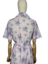 Load image into Gallery viewer, Original 1950's Purple Nylon Belted Day Dress with Pink and Green Bold Floral Print - Bust 36 38 *