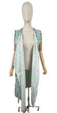Load image into Gallery viewer, Original Volup 1940's Cotton Wraparound Apron in White, Green and Blue Floral - Bust 40 42 44 46 *
