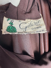Load image into Gallery viewer, Original 1940’s Chocolate Brown Crepe Dress with Accent Trim - Bust 36