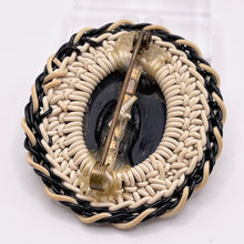 Load image into Gallery viewer, Original 1940's Large Black and White Wartime Make Do and Mend Wirework Brooch with Cameo Button Middle *
