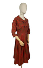 Load image into Gallery viewer, Original 1950's Red and Brown Check Wool Dress - Bust 34 35 *