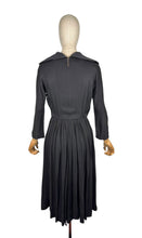 Load image into Gallery viewer, Original 1950's Heavy Black Silk Long Sleeved Dress with Pockets - Bust 34
