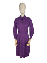 Load image into Gallery viewer, Original 1940's Cadbury Purple Floral Crepe Dress with Belt and Glass Buttons - Bust 34" *