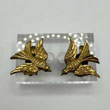 Load image into Gallery viewer, Original 1940's 1950's Gold Tone Blue Bird Clip on Earrings