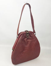 Load image into Gallery viewer, Original 1930’s Rust Leather Bag with Single Handle and Clip Clasp *