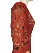 Load image into Gallery viewer, Original 1930's Burnt Orange Crepe Belted Day Dress with Cutout Detail - Bust 34 35 36