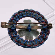 Load image into Gallery viewer, Original 1940's Red and Blue Wartime Make Do and Mend Wire Brooch with Flower Button Middle