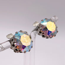 Load image into Gallery viewer, Vintage Faceted Glass Aurora Borealis Clip-on Earrings