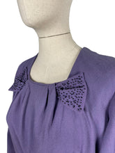 Load image into Gallery viewer, Original Volup 1950's Lavender Blue Beaded Wool Dress with Bow Belt - Bust 40 42 *