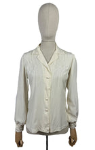 Load image into Gallery viewer, Pretty Vintage Pure Silk Long Sleeved Blouse with Silk Embroidery - Peony Brand - Bust 34