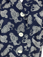 Load image into Gallery viewer, Original 1940's Navy and White Paisley Floppy Cotton Blouse - Bust 44 46