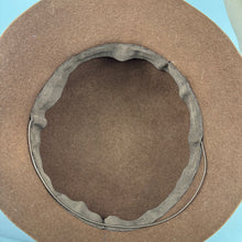 Load image into Gallery viewer, Vintage Warm Brown Felt Hat with Rounded Crown and Large Feather Trim