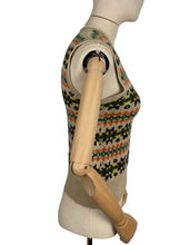 Load image into Gallery viewer, Beautiful Vintage Fair Isle Slipover in Blue, Brown, Green, Yellow and Orange on Beige - Bust 32 34