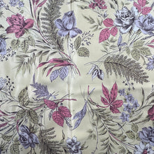 Load image into Gallery viewer, Original 1950's Pale Yellow Silk Crepe Scarf with Roses and Flowers Print in Pink and Green - Great Headscarf