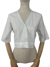 Load image into Gallery viewer, Beautiful Antique White Cotton Chemise Top or Corset Cover with Silk Hand Embroidery and Mother of Pearl Button - Bust 38 *