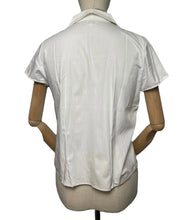 Load image into Gallery viewer, Original 1950's White Cotton Deadstock Blouse with Pale Blue Embroidery - Bust 36