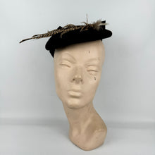 Load image into Gallery viewer, Original 1940's New York Creation Brown Felt Topper Hat with Pheasant Feather Trim