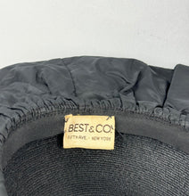 Load image into Gallery viewer, Original 1940's Black Straw and Grosgrain Hat with Bow Trim by BEST & CO, New York