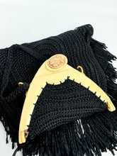 Load image into Gallery viewer, Original 1920's Antique Crochet Bag with Celluloid Frame with Cameo Clasp and Long Tassels *