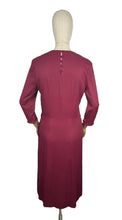 Load image into Gallery viewer, REPRODUCTION 1930's Burgundy Day Dress with Three Quarter Length Sleeves and Bow Detail on the Bodice - Bust 36