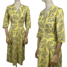 Load image into Gallery viewer, Original 1940's Yellow, Black and White Floppy Cotton Summer Dress with Original Belt - Bust 34 *