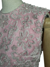 Load image into Gallery viewer, Original 1960’s Stephen Chu Hong Kong Pink and Silver Heavily Beaded Blouse with Back Zip and Fringed Hem - Bust 34 36