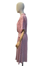 Load image into Gallery viewer, Original 1940’s Red and White Stripe Crepe Day Dress - Bust 40 42