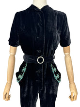 Load image into Gallery viewer, Original 1940's Black Velvet Beaded Jumpsuit by Robert Rosenfeld - Bust 34