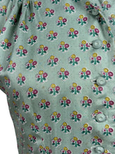 Load image into Gallery viewer, Original 1950's St Michael Sage Green Artificial Silk Belted Day Dress with Pretty Floral Print in Pink, Yellow and White - Bust 34 36 *