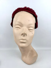 Load image into Gallery viewer, Original 1950's Burgundy Felt Hat with Bow Trim and Pleated Mesh Detail by Jacoll