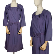 Load image into Gallery viewer, Original Volup 1950's Lavender Blue Beaded Wool Dress with Bow Belt - Bust 40 42 *