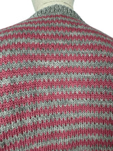 Load image into Gallery viewer, Reproduction 1940’s Hand Knitted Fair Isle Striped Jumper in Silver and Slate Rose Pink - Bust 34 36 *