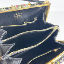 Load image into Gallery viewer, Absolutely Stunning Original 1950’s Black Handpainted Floral Beaded Evening Box Bag by Waldybag - Highly Collectible