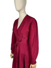 Load image into Gallery viewer, Original 1940's CC41 Burgundy Textured Crepe Belted Day Dress with Long Sleeves - Bust 38 40 *