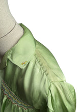 Load image into Gallery viewer, Original 1940’s Pale Green Artificial Silk Blouse with Colourful Smocking Detail - Bust 34 36