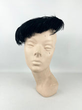 Load image into Gallery viewer, Original 1950's Inky Black Cocktail Hat in Velvet and Feather *