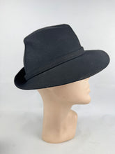 Load image into Gallery viewer, Original Late 1930's or Early 1940's Black Felt Fedora Hat by Jacoll