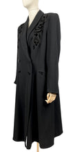 Load image into Gallery viewer, Original 1940’s Black Wool Double Breasted Coat with Velvet Appliqué Detail - Bust 42 44 46 *