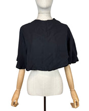 Load image into Gallery viewer, Original 1930's Inky Black Velvet Cape with Crepe Lining - Bust 34 36