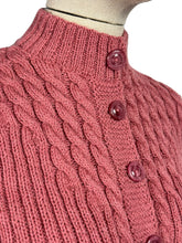 Load image into Gallery viewer, Reproduction 1930's Cable Knit Cardigan with Long Sleeves in Old Pink - Bust 35